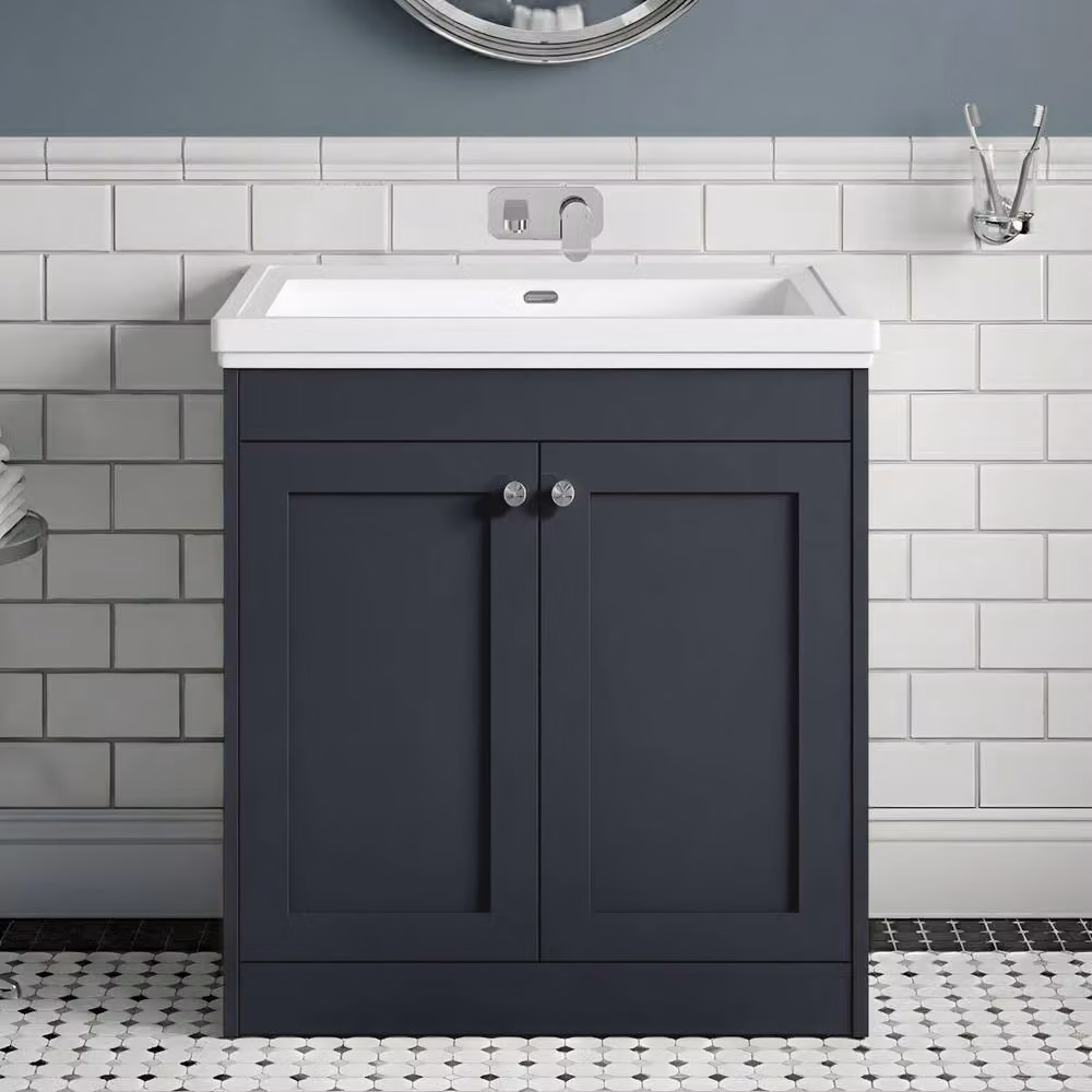Balterley 800mm Floor Standing 2 Door Vanity Unit with Rectangular Basin and Soft Close Doors, Dark Grey, W/D/H: 80 x 45.3 x 80 cm – 2