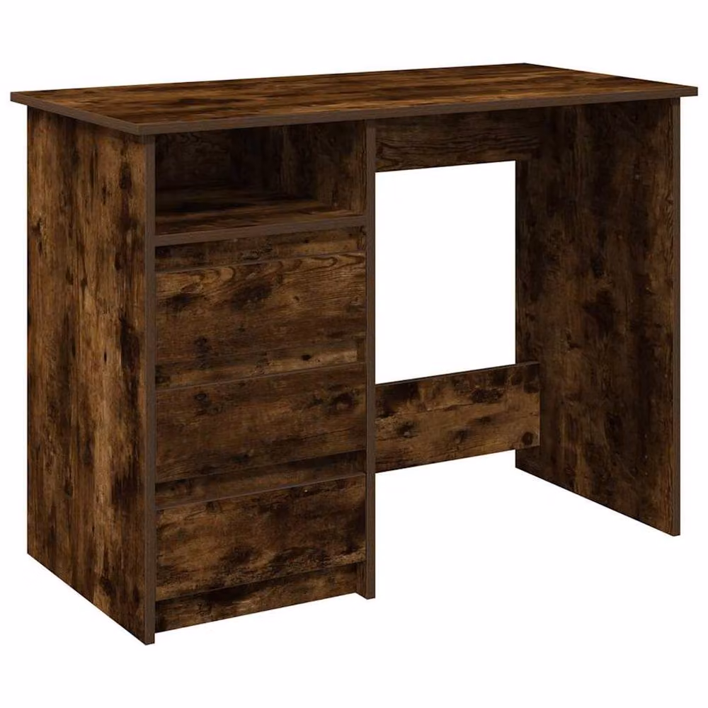 Berkfield Home Smoked Oak Writing Desk in Brown, W/D/H: 102 x 50 x 75 cm – 3