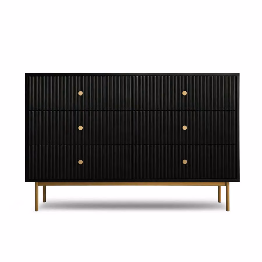 Home Garden Direct Devon Wide Chest of Drawers in Black and Gold – 2