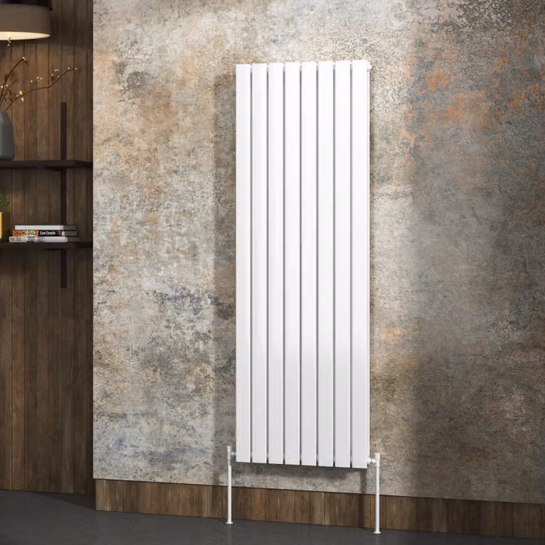Aurexa White Vertical Designer Steel Radiator, H: 160 cm, W: 54.4 cm