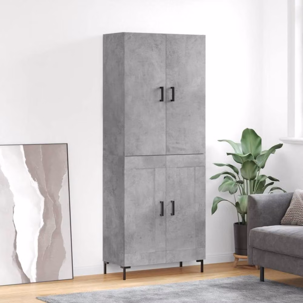 Berkfield Home Highboard in Concrete Grey, W/D/H: 69.5 x 34 x 180 cm – 2
