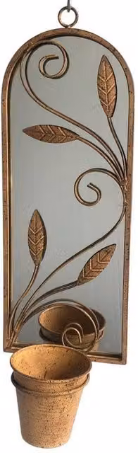 Minster Metal Wall Mirror with Planter in Rusty Brown, W: 20 cm, D: 15 cm, H: 56 cm – 1
