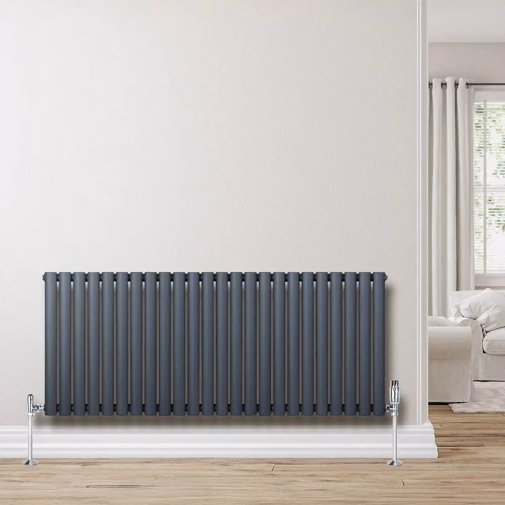 Monstershop Oval Single Column Steel Radiator in Anthracite Grey, H 144.0 cm x W 60.0 cm – 4