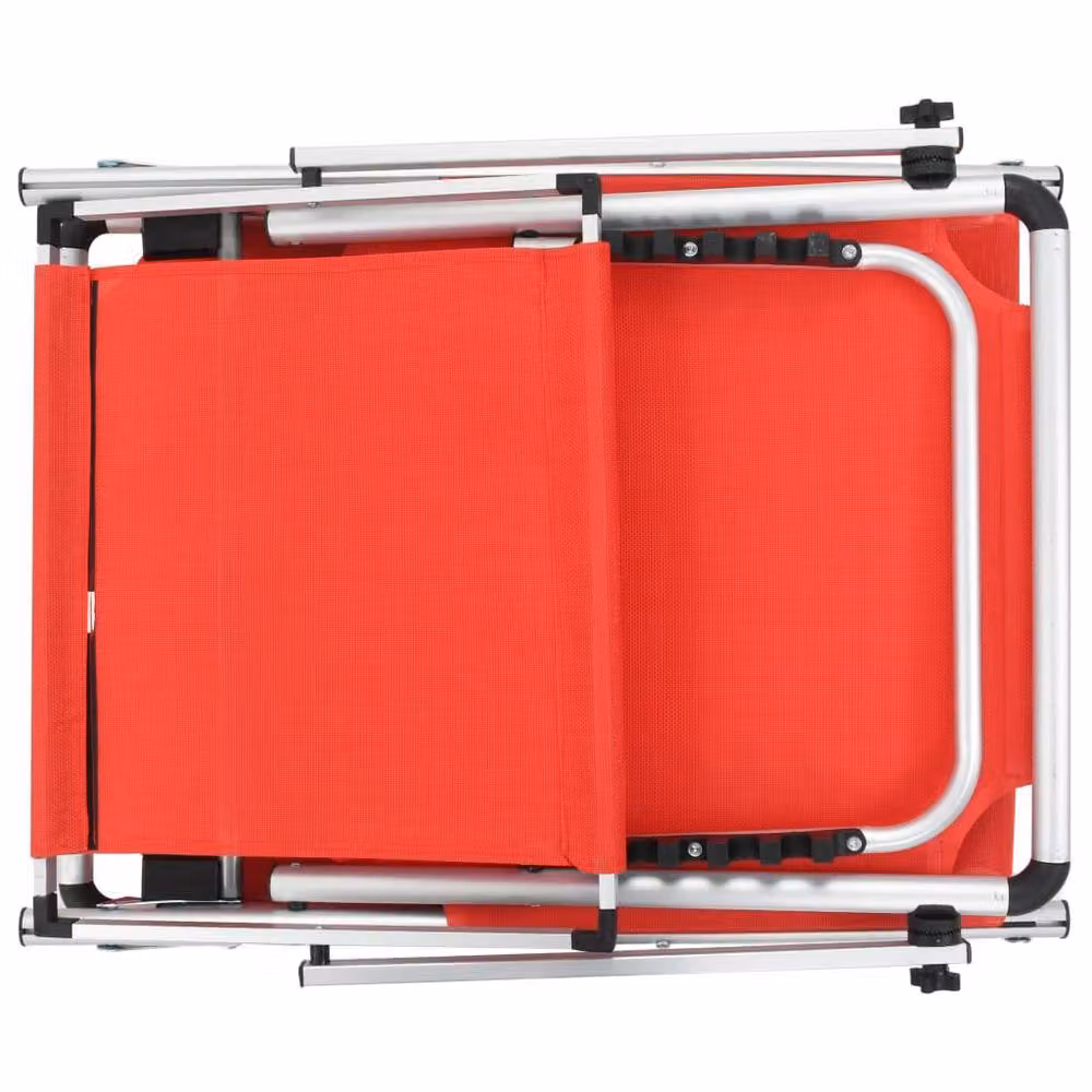 Berkfield Home Folding Sun Lounger with Roof in Red Aluminium and Textilene – 2