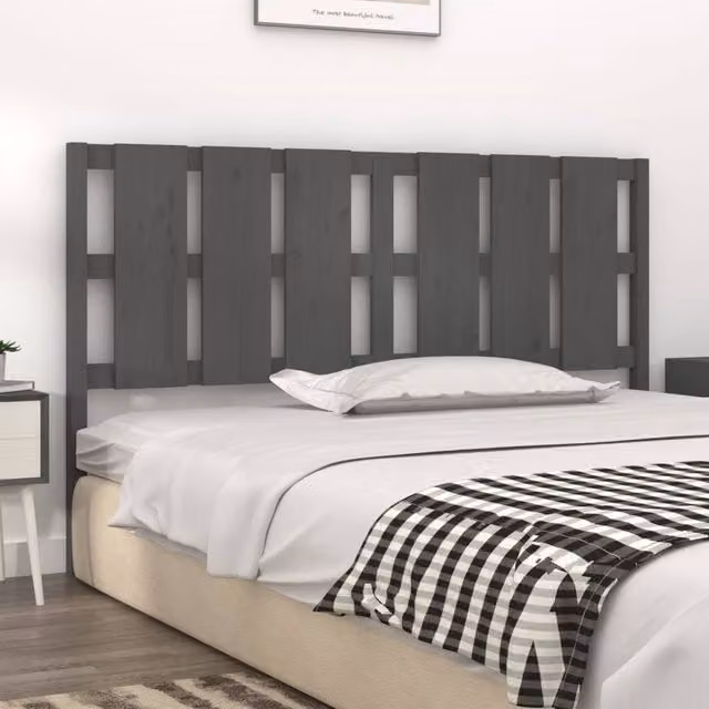 Berkfield Home Beautiful Bed Headboard in Grey Solid Pine Wood, W: 165.5 cm, D: 4 cm, H: 100 cm – 1