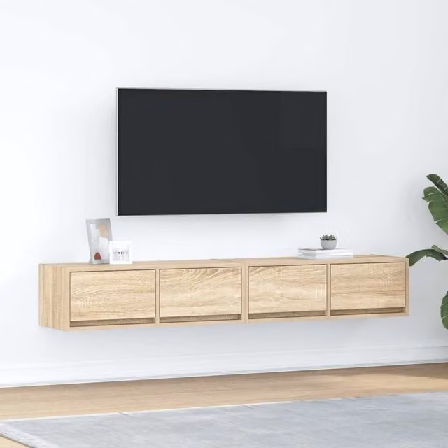 Berkfield Home 2-Piece Sonoma Oak TV Cabinets in Brown, W/D/H: 80 x 31 x 25.5 cm