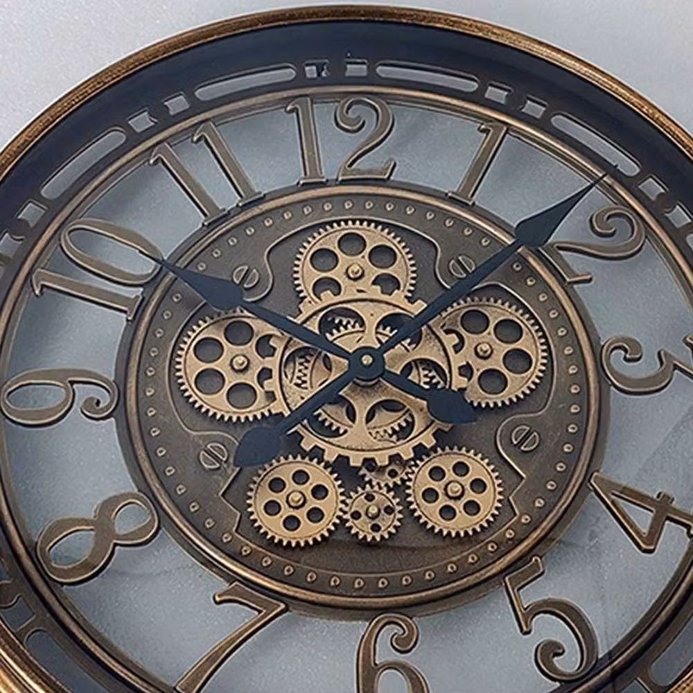 Minster Round Gear Wall Clock in Brown, Metal, W55 x H55 x D7 cm – 2