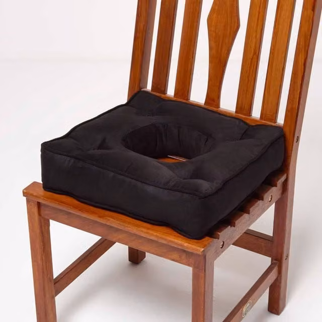 Homescapes Firm Contoured Faux Suede Coccyx Cushion in Black
