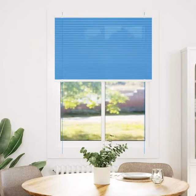 Berkfield Home Single Pleat Corded Blind in Blue, Polyester, W: 100 cm, H: 100 cm