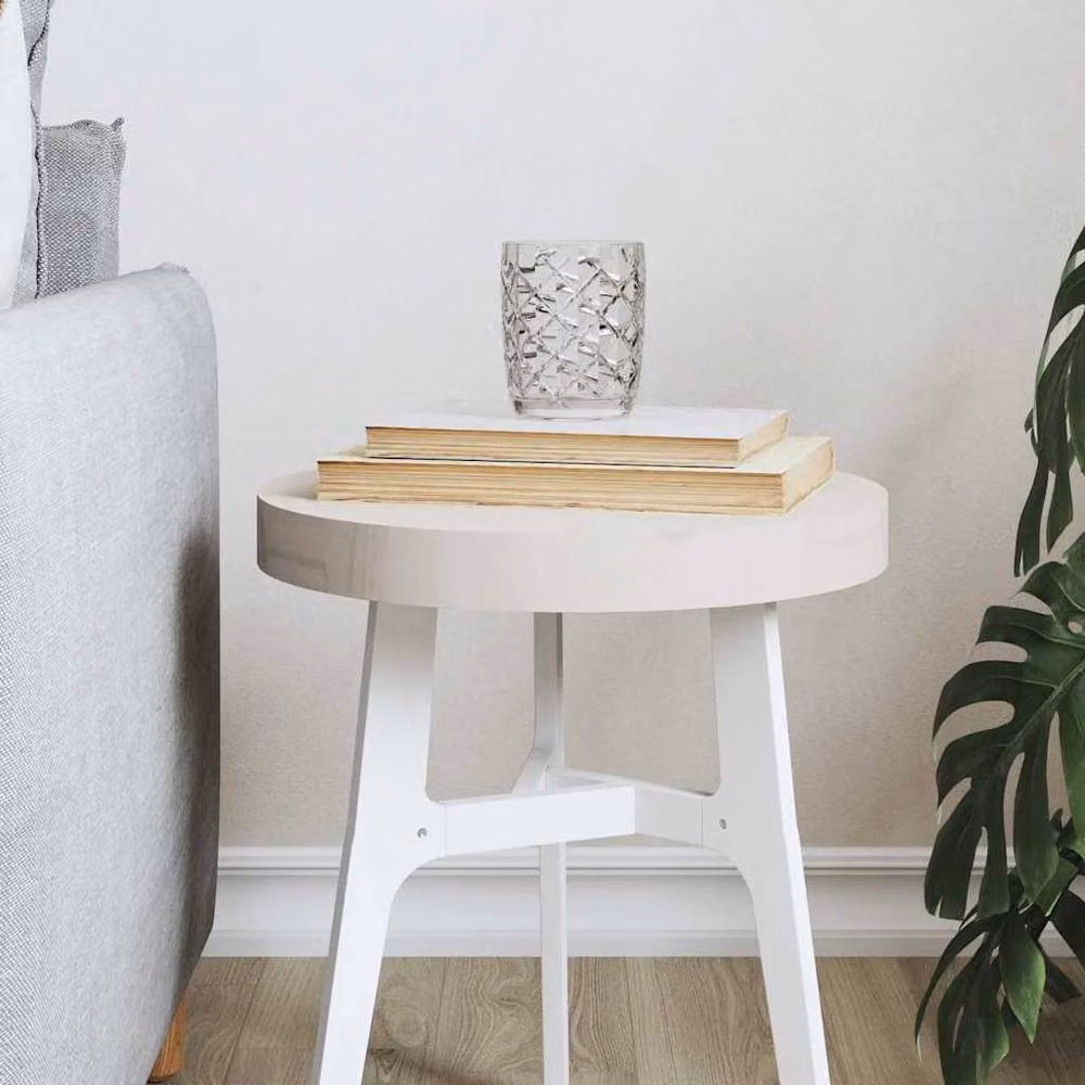 Berkfield Home Round White Solid Pine Table Top, Diameter: 30 cm, Height: 3 cm – 2