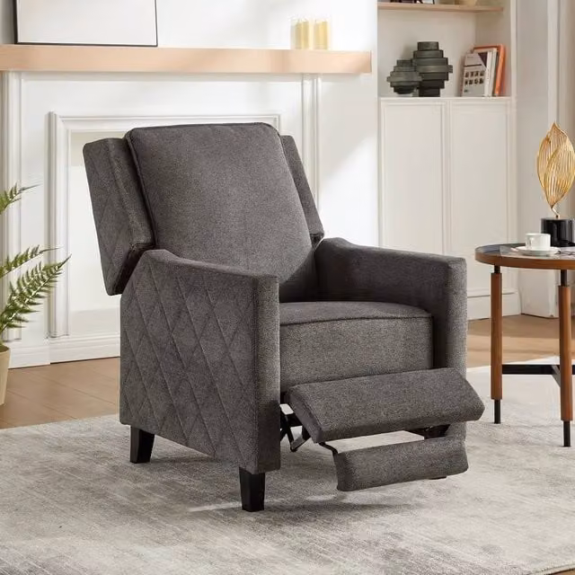 PAWNORA Grey Fabric Push Back Armchair Recliner Lounge – 1