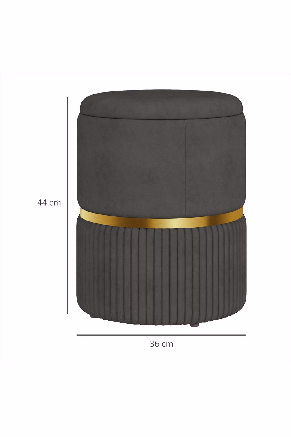 ERGOVEXA Velvet Storage Ottoman in Grey, W/D/H: 44 x 36 x 44 cm – 2