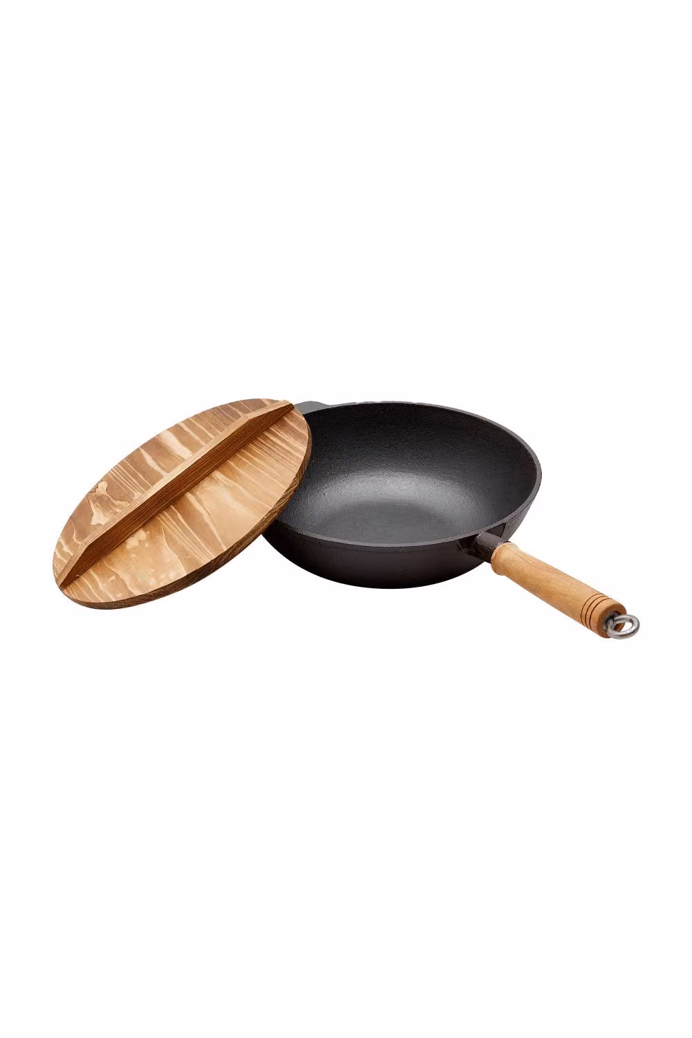 Garden Sanctuary Round Cast Iron Saucepan with Glass Lid and Wood Handle in Black – 2