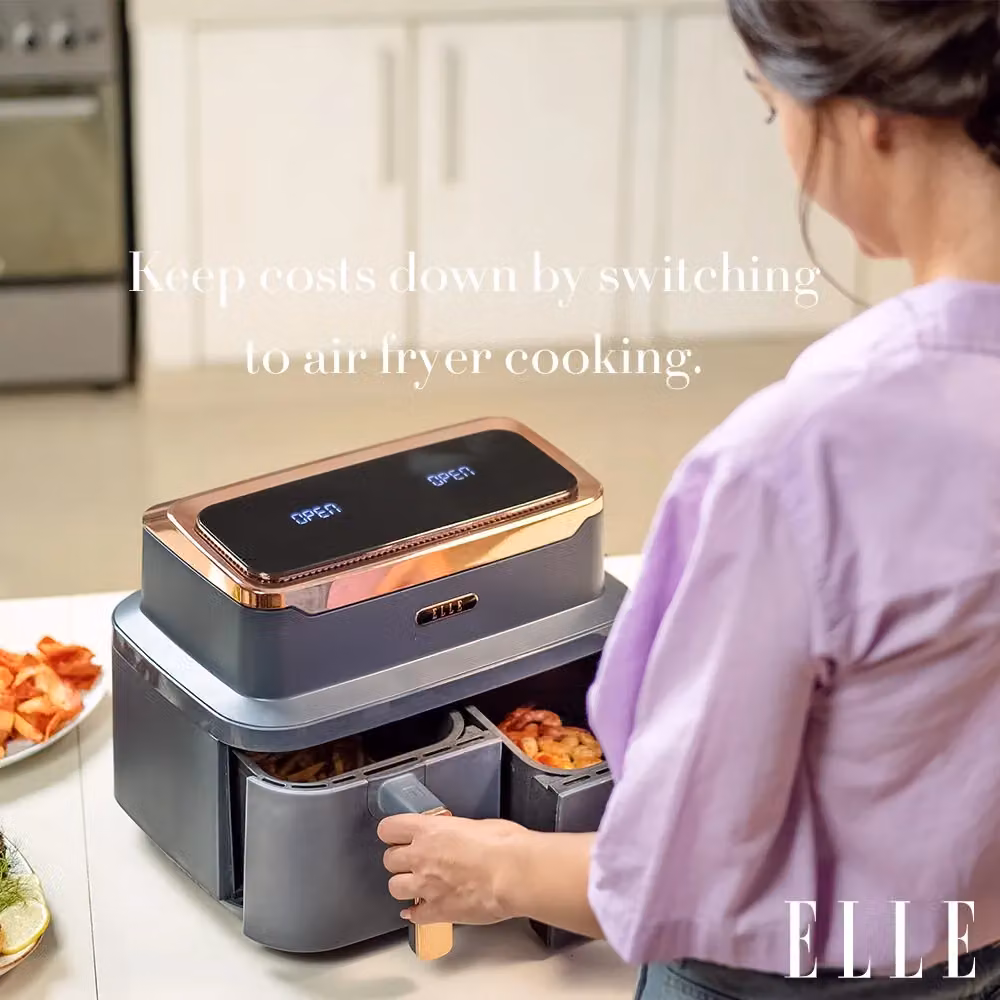 ELLE 9L Dual Zone Air Fryer in Grey and Gold – 3