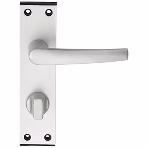 Loops Pair Straight Bathroom Lever Handles on Backplate, Brushed Silver Aluminium, W: 152 mm, H: 38 mm