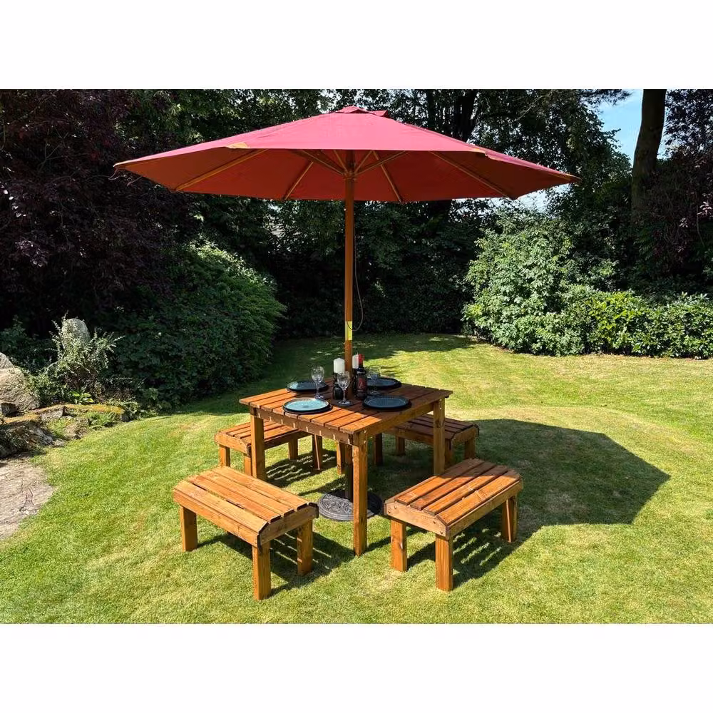 Charles Taylor Knights Four Seater Garden Furniture Table Set in Brown Oiled Wood – 2