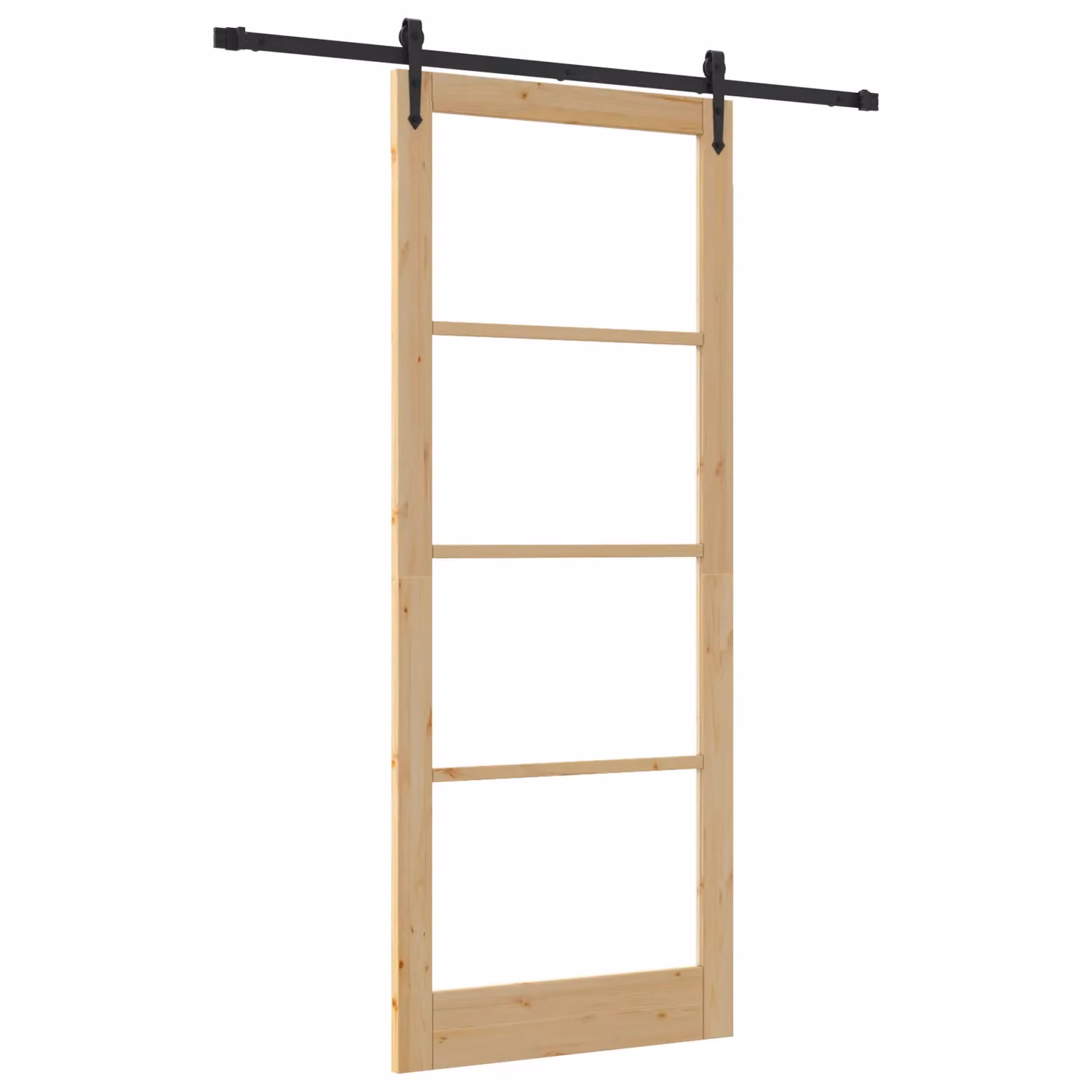 Berkfield Home Minimalist Solid Wood Pine Sliding Door with Hardware Set, Black, W: 93 cm, H: 232 cm – 2