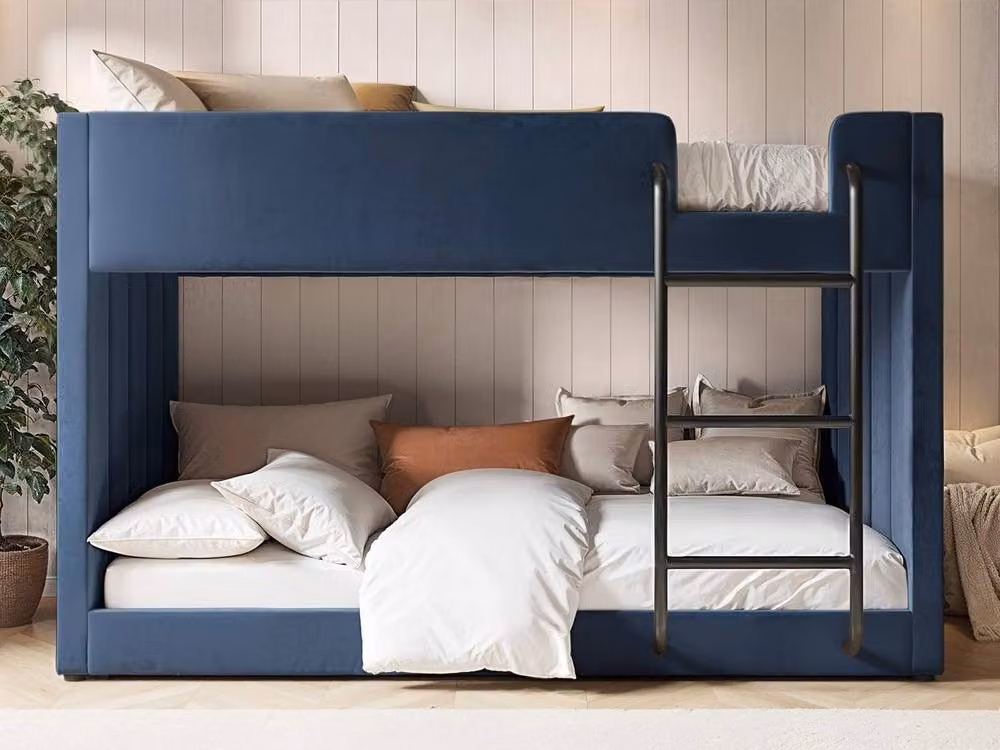 Flair Eden Upholstered Fabric Bunk Bed in Blue, W/D/H: 90 x 200 x 132.5 cm (Height: 205.5 cm) – 2
