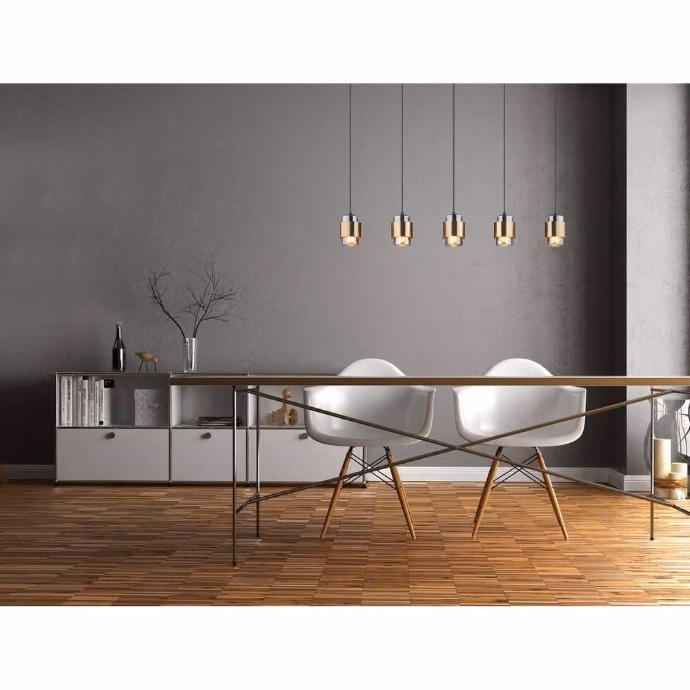 Netlighting Milley Bar Pendant Ceiling Light in Black with Grey Glass Shades, 5x E27 – 2