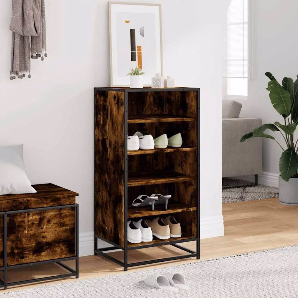 Berkfield Home Smoked Oak Shoe Rack in Brown, W/D/H: 48 x 38 x 97.5 cm – 3