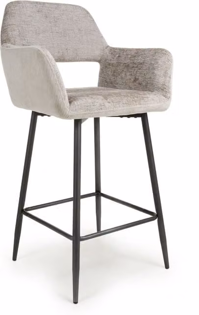 Shankar Pair of Sorento Chenille Corduroy Bar Chairs in Grey