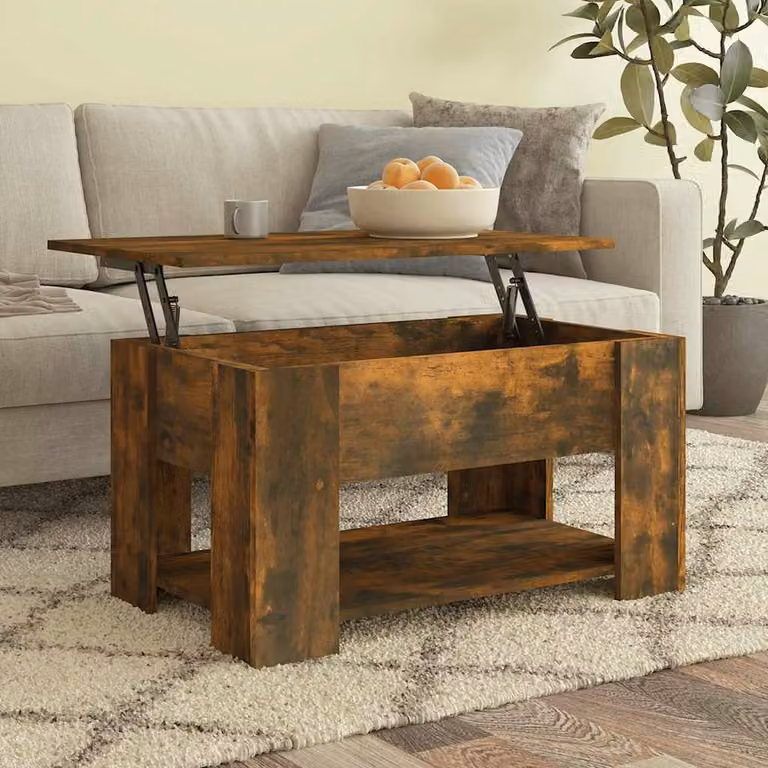 Berkfield Home Modern Rectangular Coffee Table in Smoked Oak Brown, W/D/H: 79 x 49 x 41 cm