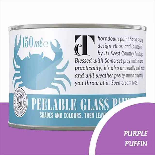 Thorndown Purple Puffin Peelable Glass Paint in Satin Purple, 7.5 cm