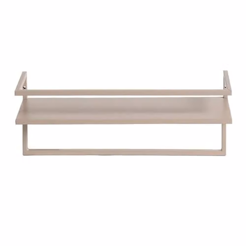 OHS 2 Tier Wall Mounted Metal Towel Rail with Shelf in Beige or Sand, W/D/H: 45 x 15 x 12 cm – 1
