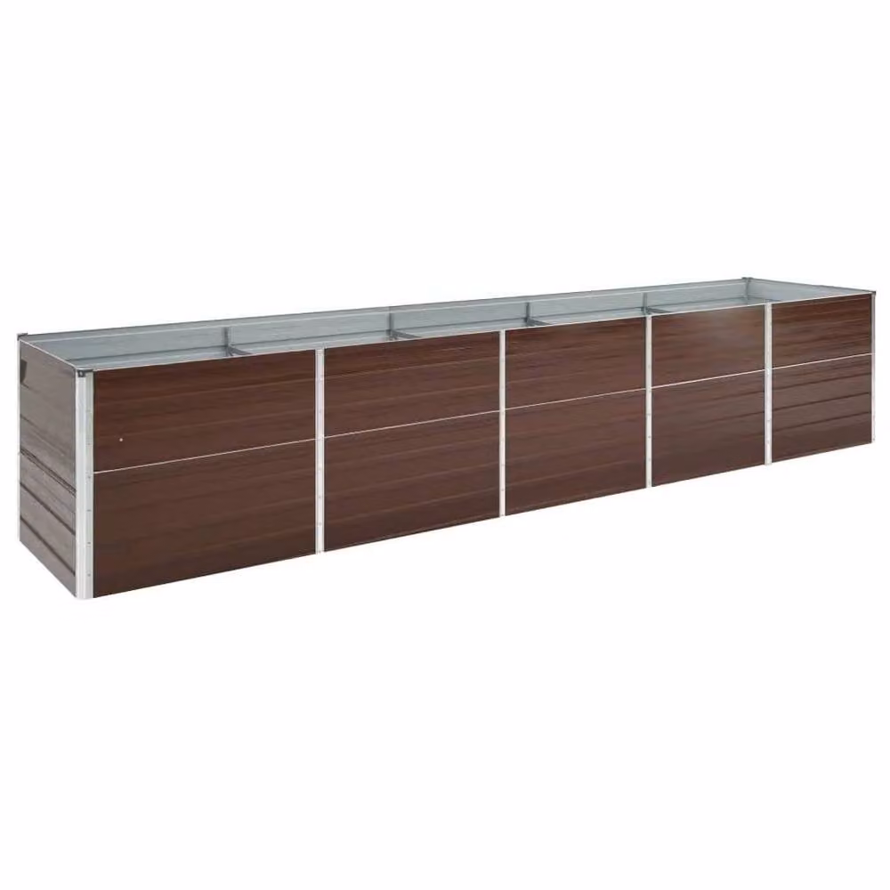 Berkfield Home Garden Galvanised Steel Raised Bed in Brown, W/D/H: 400 x 80 x 45 cm – 2