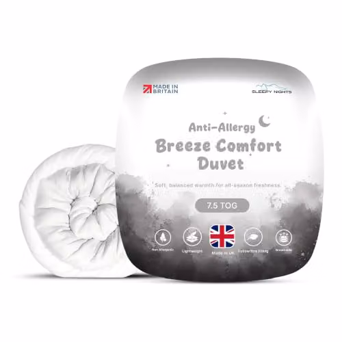 SleepyNights 7.5 Tog Single Hollowfibre Duvet, White, W: 135 cm, L: 200 cm – 1