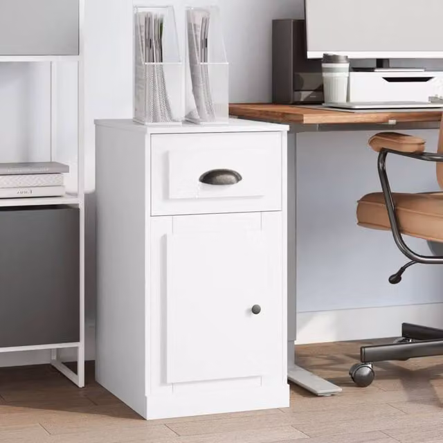 Berkfield Home Side Cabinet with Drawer in White, W/D/H: 40 x 50 x 75 cm