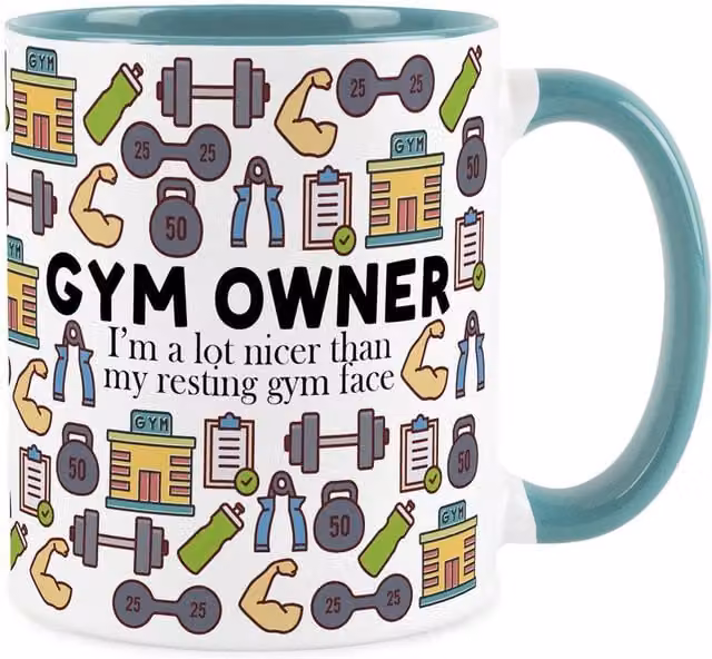 Purely Home Novelty Gym Owner Ceramic Mug in Cobalt Blue