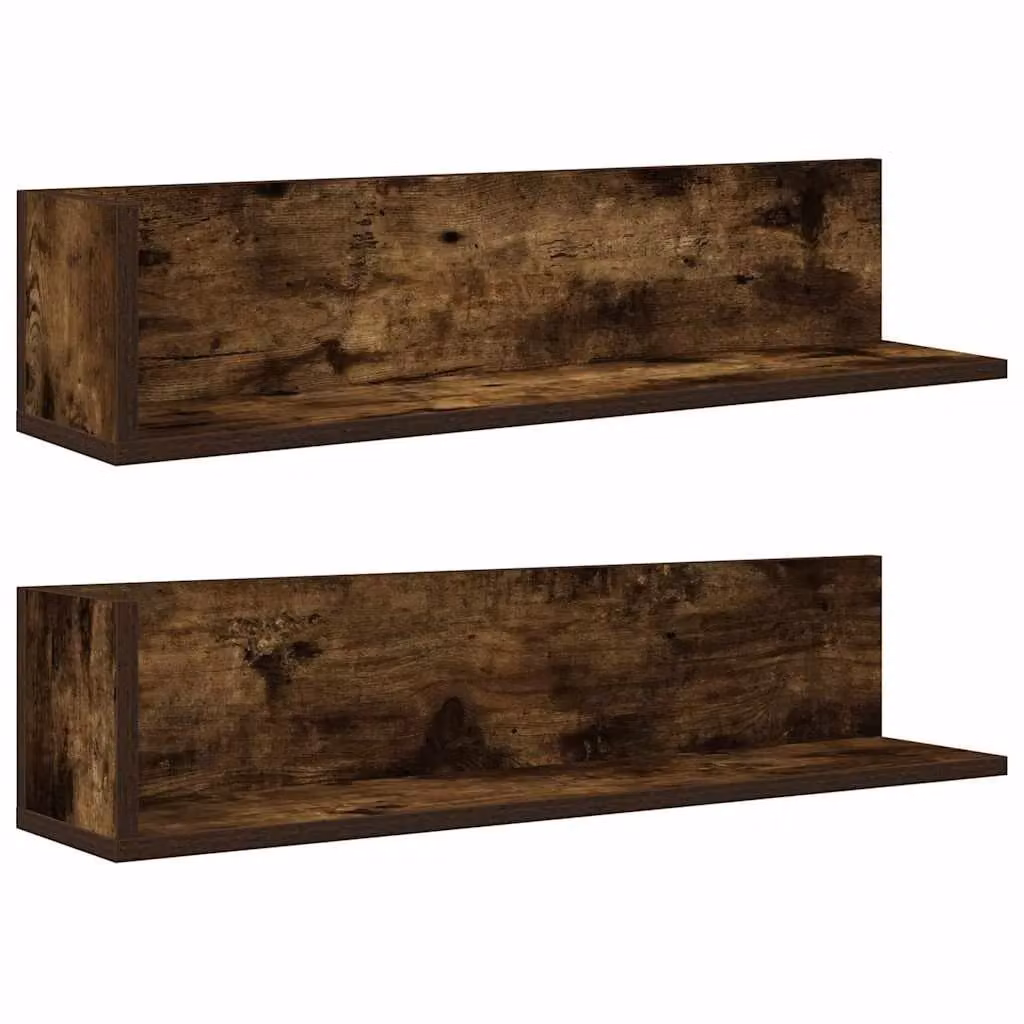 Berkfield Home Wall Mounted Shelves, 2 Pack, Smoked Oak Brown, W: 75 cm, D: 16.5 cm, H: 16.5 cm – 2