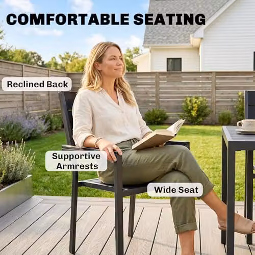 Outsunny 7 Piece Outdoor Dining Set with Rectangular Table and Chairs in Black – 5