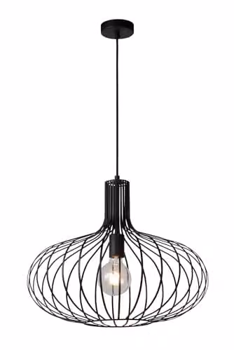 Lucide Manuela Dimmable Adjustable Vintage Pendant Light, Black, Diameter: 50 cm