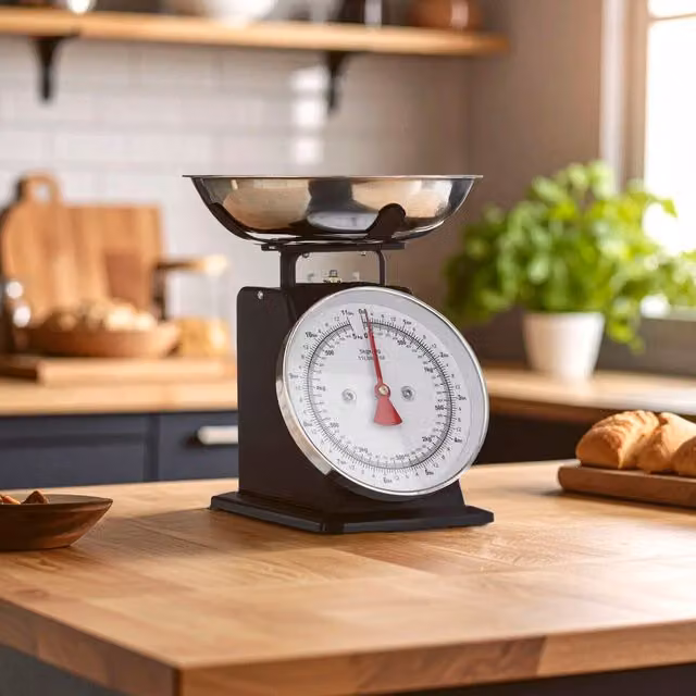 Orsina Retro Style Manual Kitchen Scale, 5kg Capacity, Black and Silver – 2