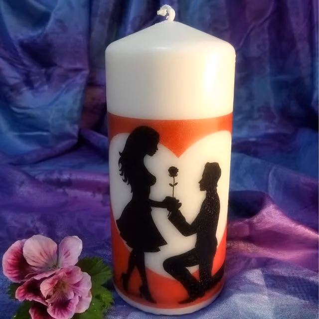 Viki Love and Kisses Pillar Candle, White and Multicolour, Round Tabletop Design