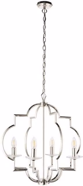 Netlighting Garland 4 Light Ceiling Pendant in Polished Silver and Transparent Crystal Glass with E14 Base