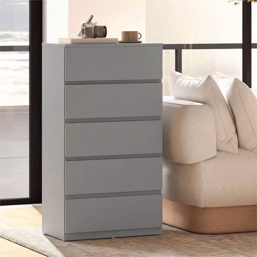 Nordara Grey 5-Drawer Bedroom Chest of Drawers with Soft-Close Drawers, W/D/H: 100 x 55 x 34 cm – 2