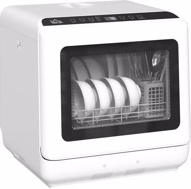 Rolipo 6L Countertop Dishwasher in White with Five Programmes and Quick Dry Function