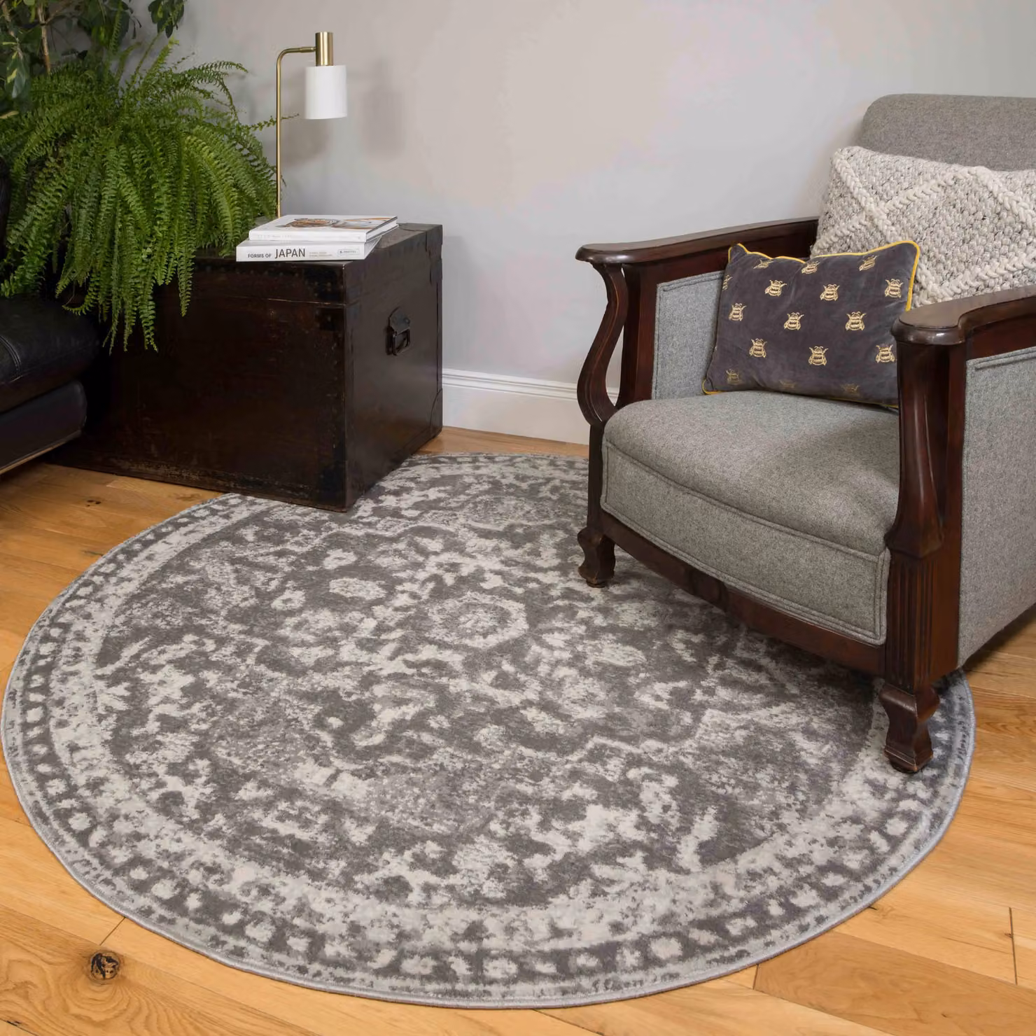 Kukoon Grey Traditional Medallion Bordered Living Area Rug, W: 80 cm, L: 150 cm – 3