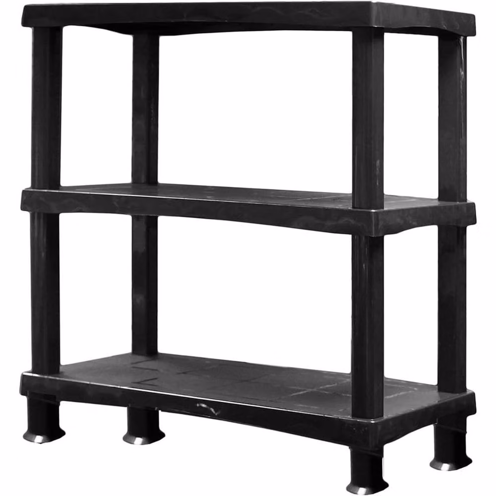 FORGEVIO 3 Tier Plastic Home Storage Shelving Unit in Black, W: 50 cm – 2