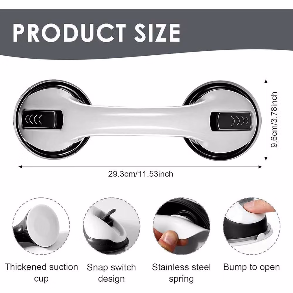 NESTLUNE 2-Piece White Suction Grab Rail Shower Safety Set – 2