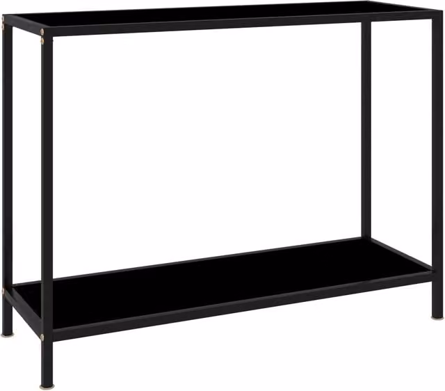 Berkfield Home Modern Black Console Table with Tempered Glass, W/D/H: 100 x 35 x 75 cm – 1