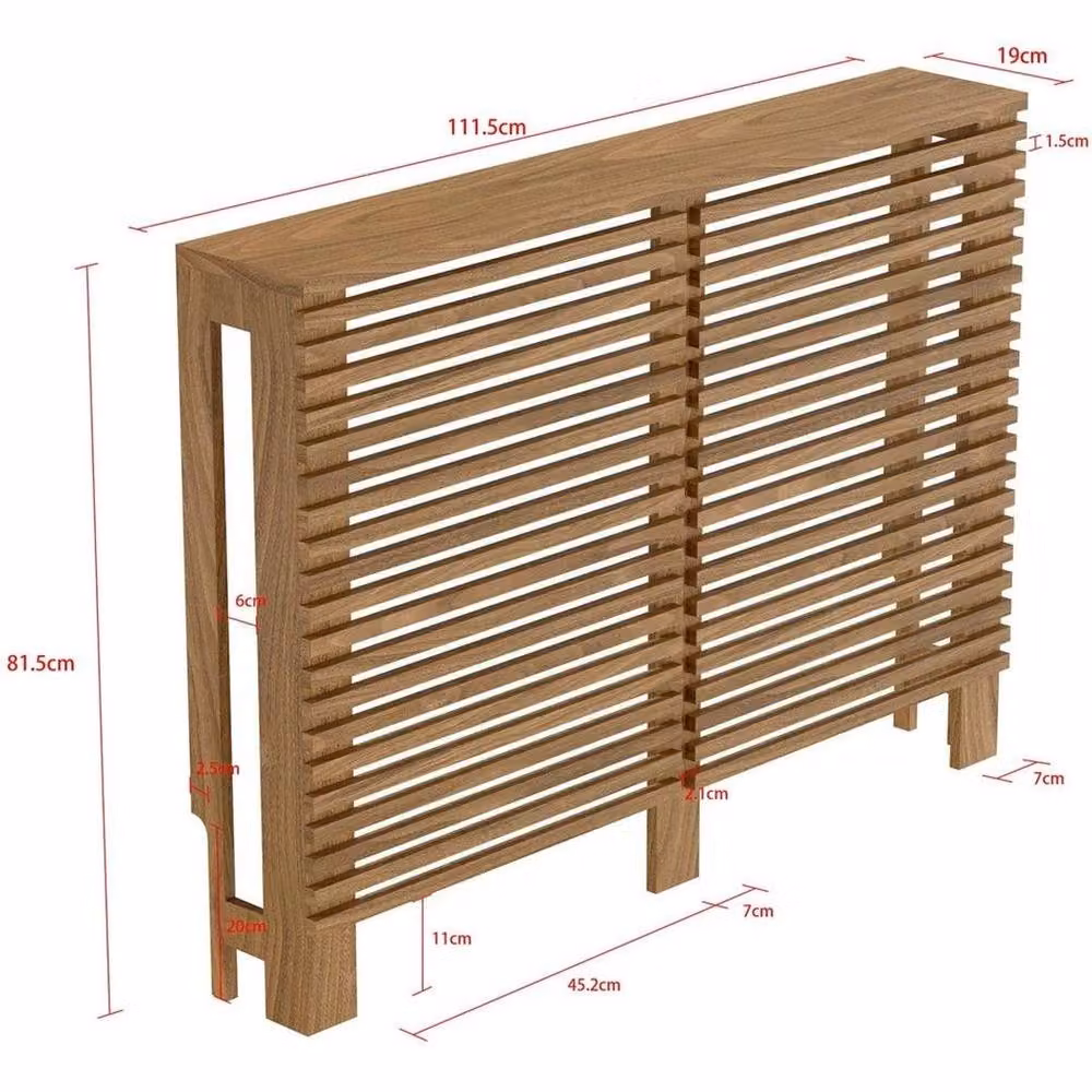 FORGEVIO Modern Walnut Radiator Cover with Horizontal Slat Shelves in Brown – 2