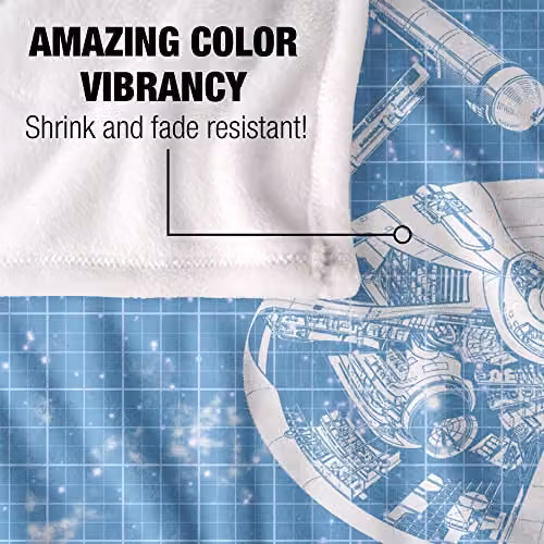 Trevco Star Trek Enterprise Blueprint Super Soft Fleece Throw Blanket, White, W: 152 cm, D: 127 cm – 2