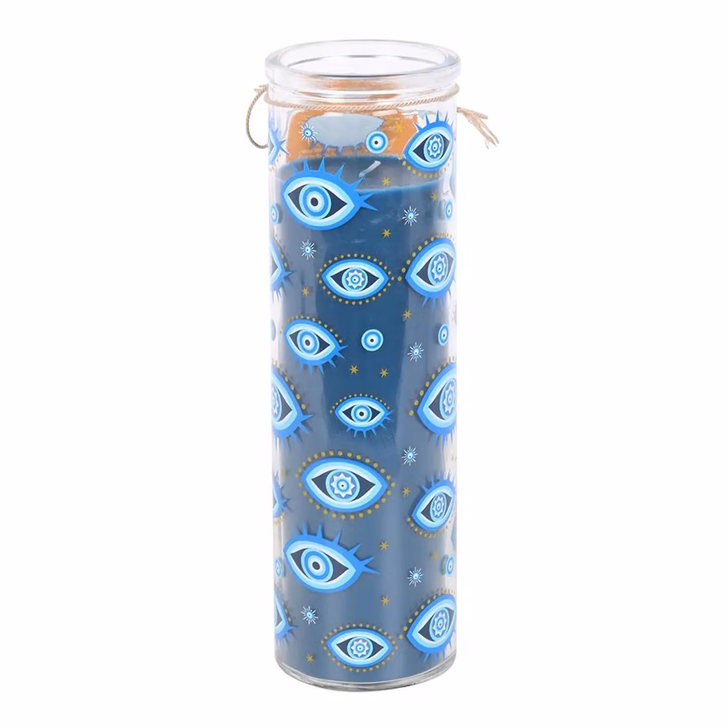 Something Different White Rose All Seeing Eye Blue Tube Pillar Candle – 2
