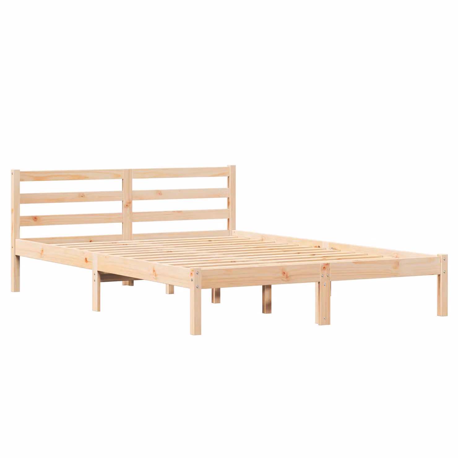 Berkfield Home Solid Wood Pine Bed Frame with Headboard in Brown, W: 160 cm, L: 210 cm – 2