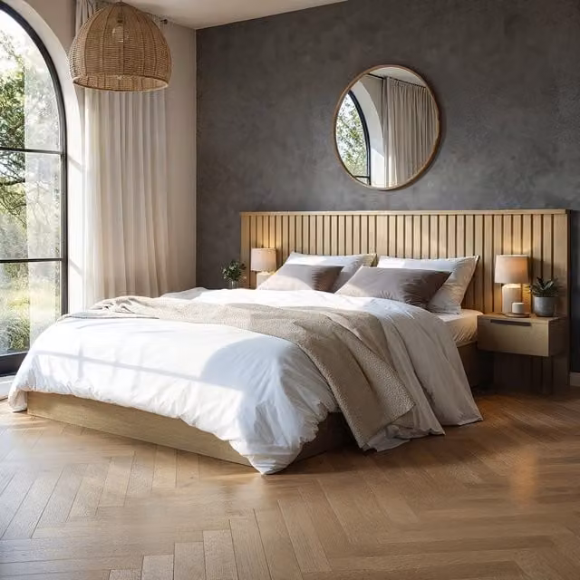 Solace+Co Taylor Hotel Ottoman Bed with Side Tables in Brown, W/D/H: 140 x 200 cm – 1