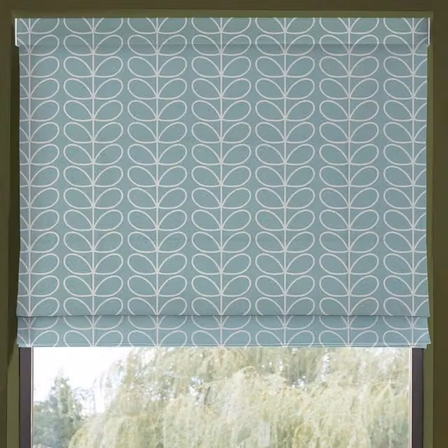 Orla Kiely Linear Stem Made to Measure Blackout Roman Blind in Aqua Blue